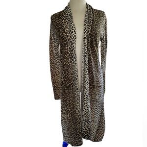 Jamie Gries Cozy Chic Collection cardigan drape front animal print Size Small